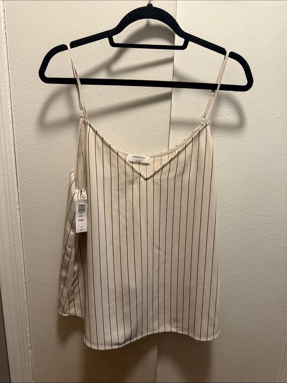 Babaton Cream Cami with black Pinstripes
